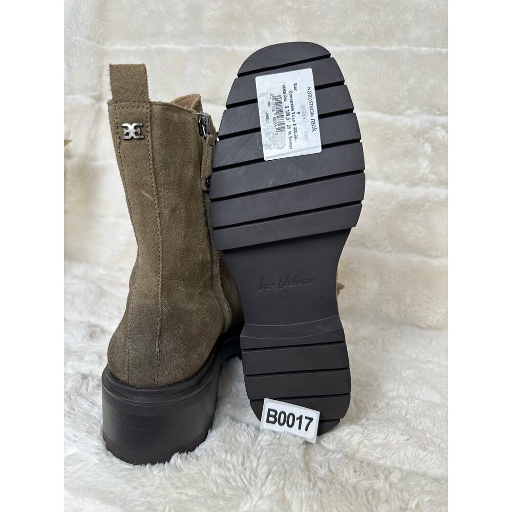 Sam Edelman sz 9 Lovrin Boot Suede Washed Stone Lug Sole Chunky Combat Festival - Picture 6 of 6